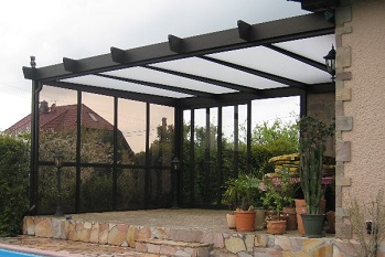 Alu Bedachung Terasse mit Seitenwand